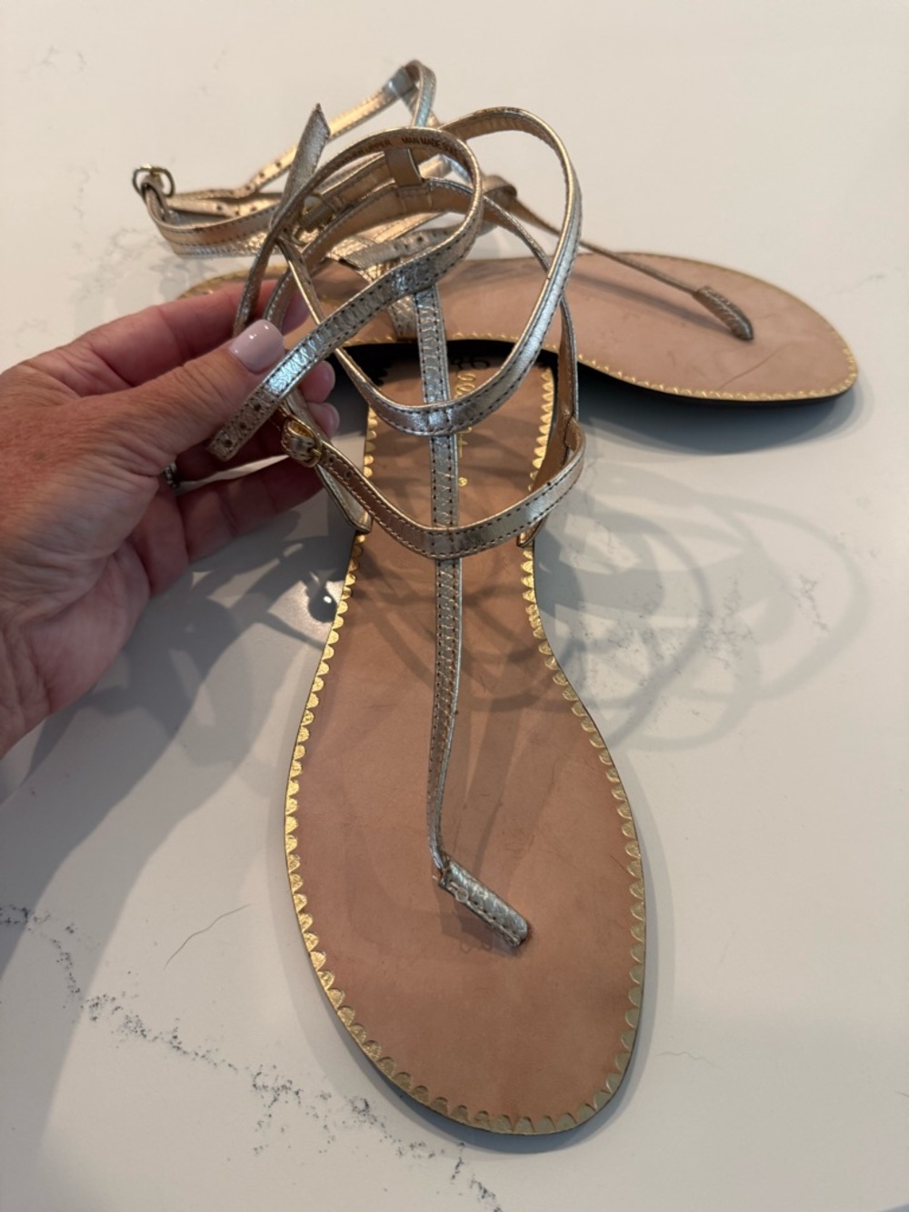 Lilly Pulitzer Metallic Gold Strappy T-Style Sandals